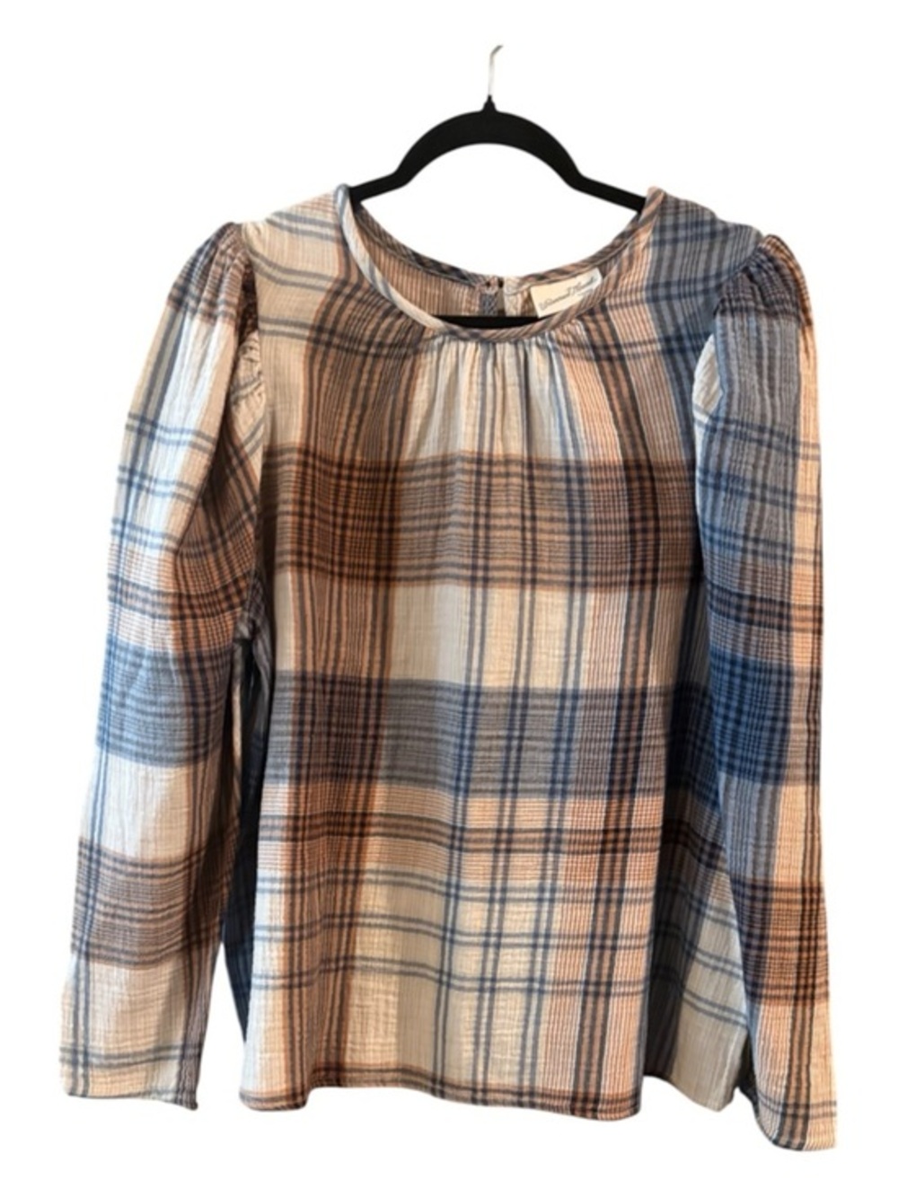 NWT Universal Thread Plaid Blouse Size L Boho Cottagecore Lightweight Top